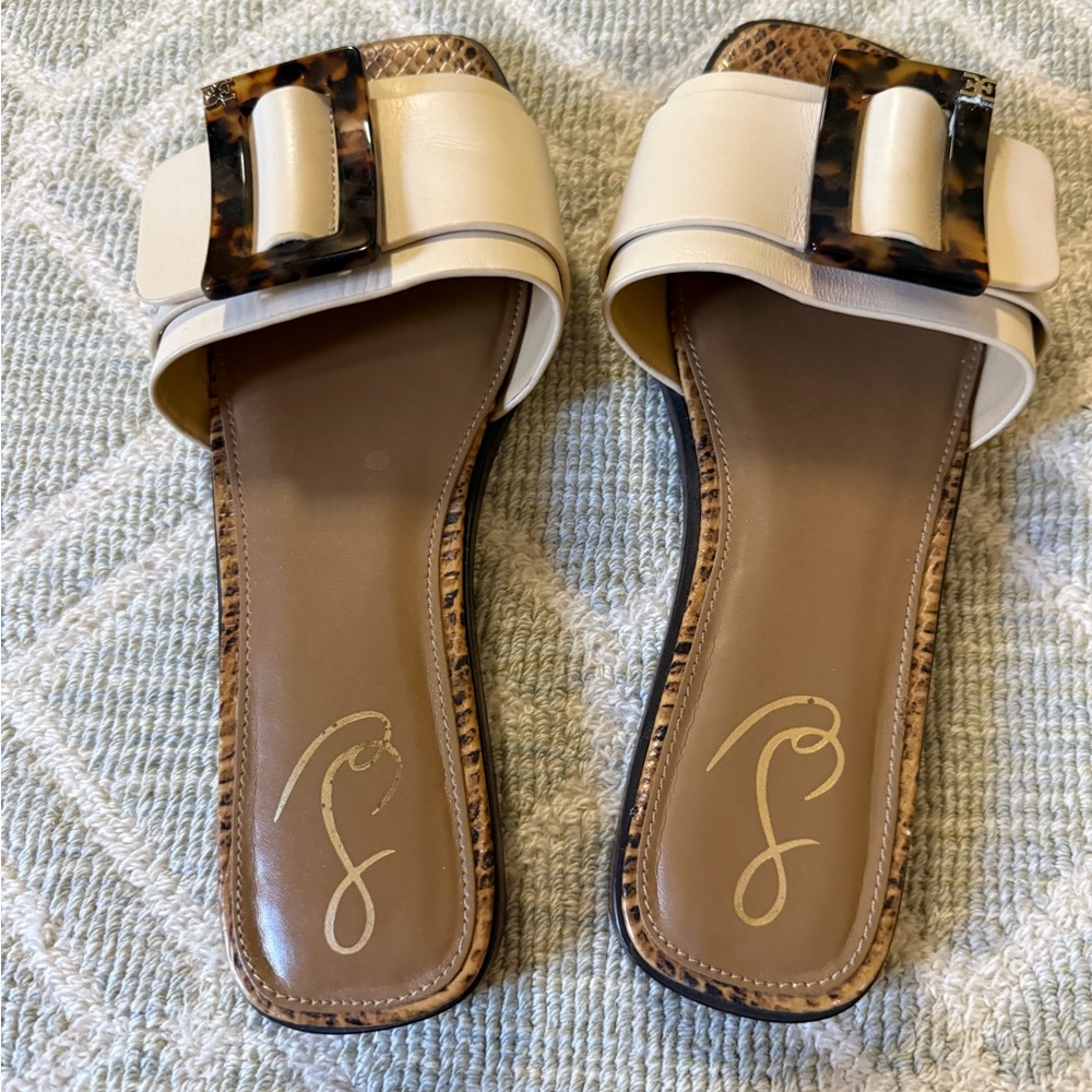 Sam Edelman Cream Sandals with Tortoise Accent